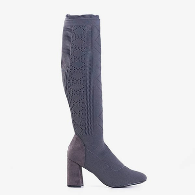 Graue Damenstiefel a'la Balladyna Socke - Schuhe