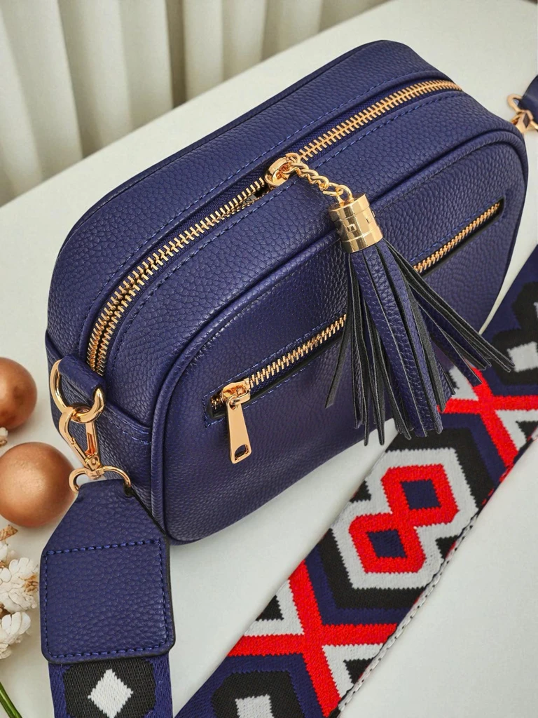 Royalfashion Kleine Damenhandtasche aus Öko-Leder mit buntem Riemen Kovi Lace