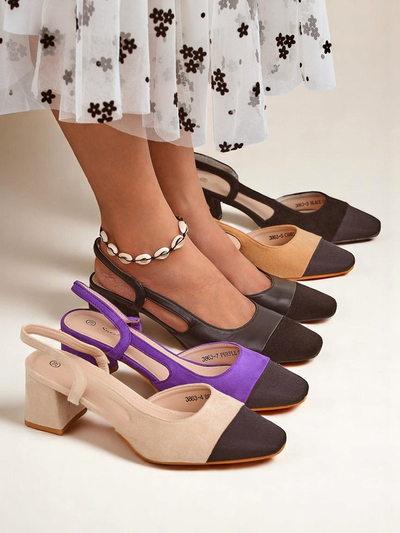 Royalfashion Damen Pumps mit niedrigem Absatz und dekorativer Spitze Eleganzo