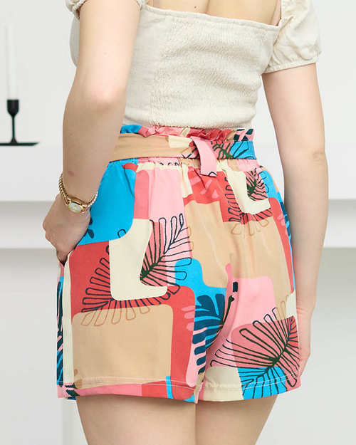 Рожеві жіночі шорти з тканини з малюнком - Одяг