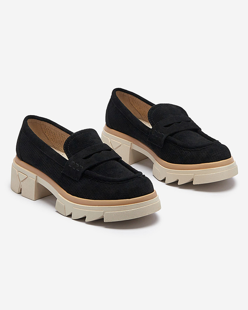 Чорні жіночі ажурні мокасини на суцільній підошві Ejina - Взуття