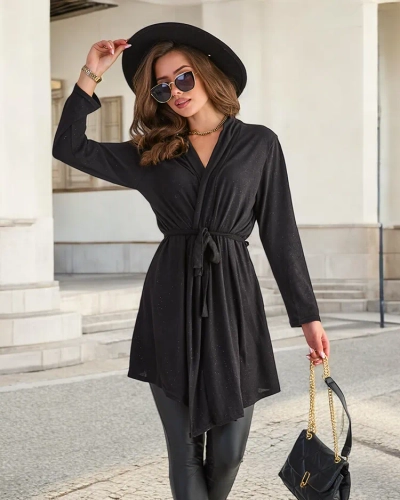 Schwarzer Damen-Knoten-Cardigan - Kleidung