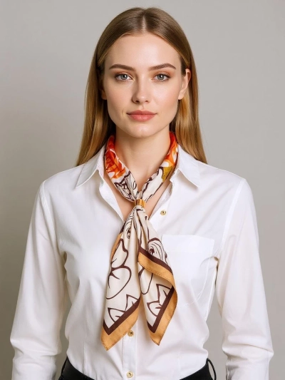 Apollonia Orange Damen-Halstuch aus Polyester – Stilvolle Leichtigkeit