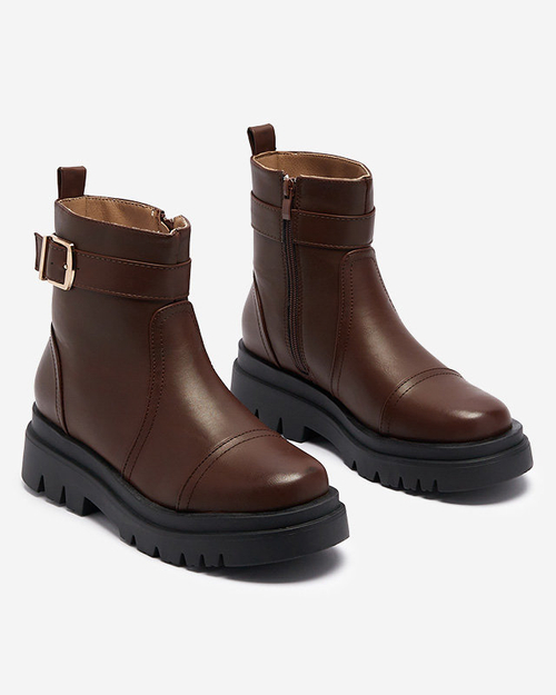 Темно-коричневі жіночі черевики з пряжкою Utilas - Взуття