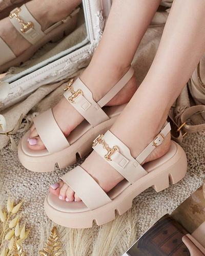 Royalfashion Damen Öko-Leder Plateausandalen Avemil