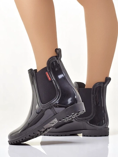Royalfashion Damen lackierte Gummistiefel Rissma