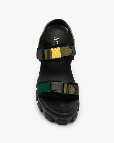 Royalfashion Grüne und schwarze Damen-Sandalen mit fester Sohle Rodeksi