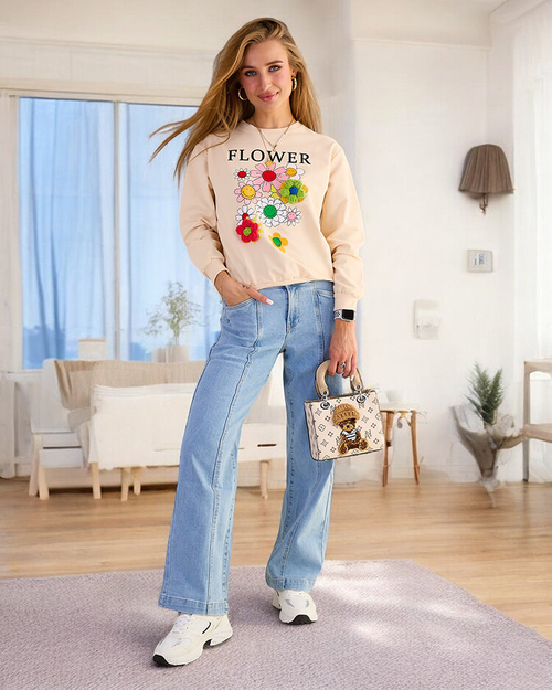 Жіночий бавовняний світшот з тонким принтом Royalfashion