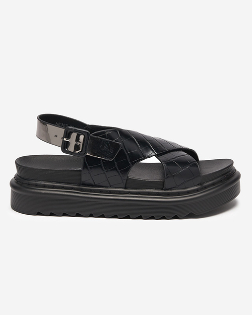 Чорні жіночі босоніжки на платформі з тисненням Ewerika - Взуття