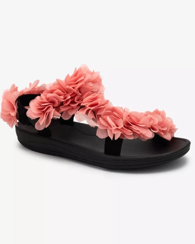 Royalfashion Koralle Damen Sandalen mit Blumen Alferroy
