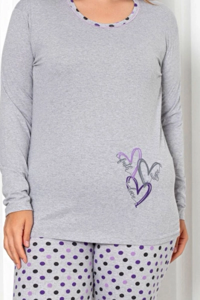 Royalfashion Damen 2-teiliges Baumwoll-Pyjama-Set mit Pünktchen IN BIG SIZE