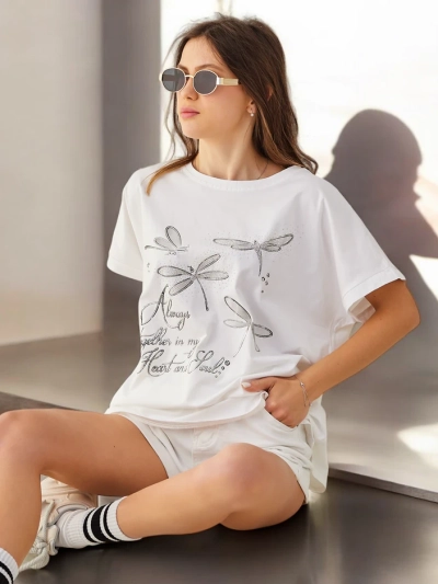 Royalfashion Damen Baumwoll-T-Shirt mit Print