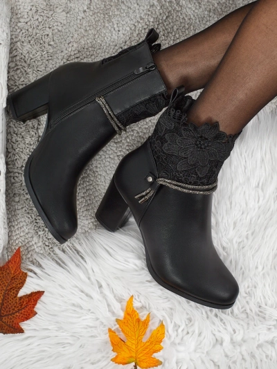 Ботильйони Luna Чорні Елегантні з Мереживом