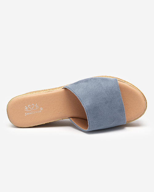 Блакитні жіночі шльопанці на танкетці Bralissa