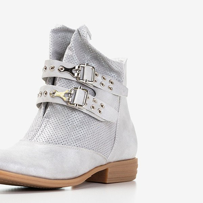 Срібні ботильйони Farmin із застібкою на липучках - Взуття