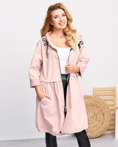 Lange Windjacke für Damen in hellrosa Farbe - Kleidung