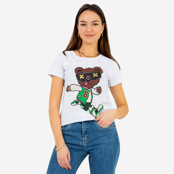 Weißes bedrucktes Damen-T-Shirt - Kleidung