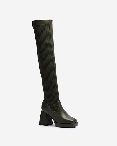 Dunkelgrüne Overknee-Stiefel für Damen Sarioga - Footwear