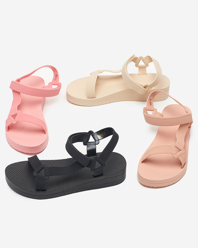 Бежеві жіночі босоніжки на плоскому каблуці Ostoy-Shoes