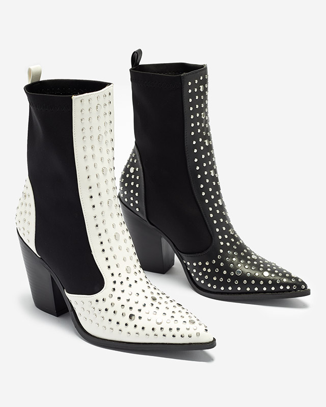 Weiße Cowboystiefel auf höherem Pfosten mit Ricci-Jets - Footwear