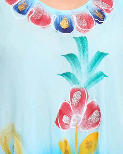 Жіноча блакитна пляжна сукня з квітковим візерунком - Одяг