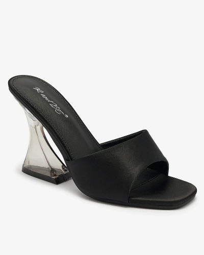 Чорні жіночі шльопанці на прозорому каблуці Ageria - Взуття