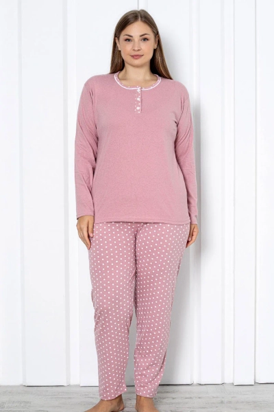 Royalfashion Damen Baumwolle 2-teilige Polka Dot Schlafanzug PLUS SIZE