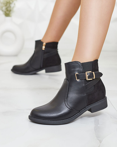 Royalfashion Schwarzer Damenstiefel a'la sztyblety mit Schnalle Ifeloper