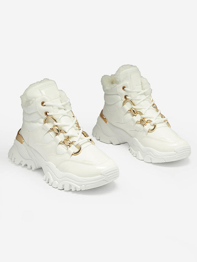 Weiße sportliche Damen-Winterstiefel a'la trappers Mertika - Footwear