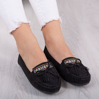 Schwarze Mokassins mit Kaddo-Fransen - Schuhe