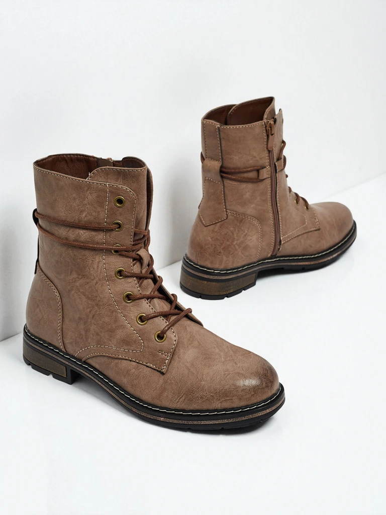 Öko-Leder Schnürstiefeletten Damen Ravonna