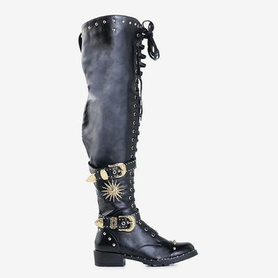 Schwarze Stiefel mit goldenen Ornamenten Antanasia - Footwear