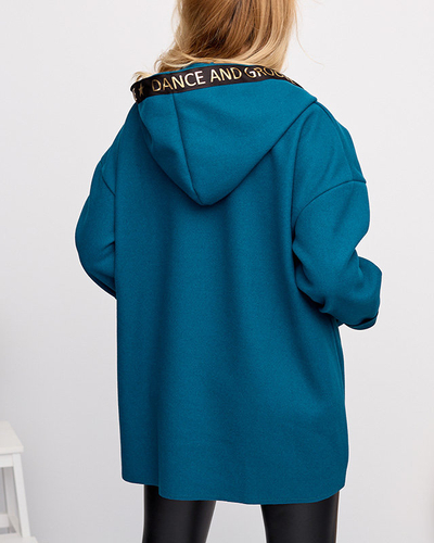 Türkise Damenjacke - Mantel mit Dekoration - Kleidung