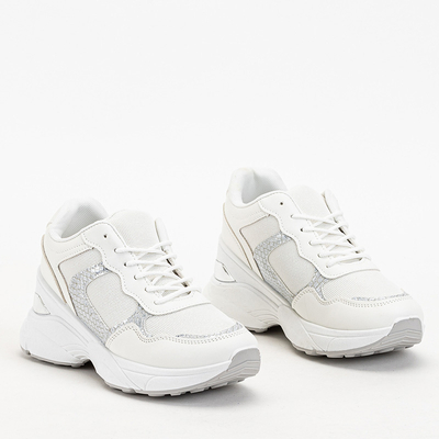 Weiße Damenturnschuhe mit verdecktem Keilabsatz Waqsy - Footwear
