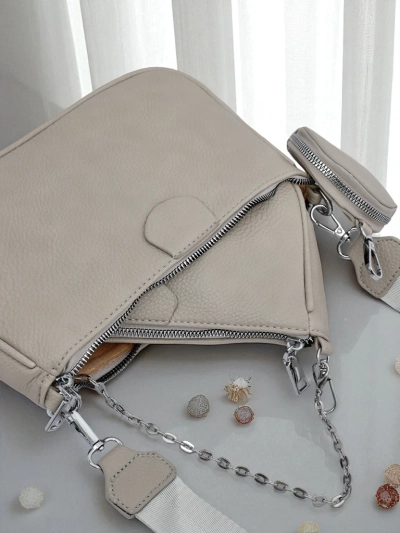 Damenhandtasche Arete MultiSet Öko-Leder taubengrau, 3in1 Eleganz