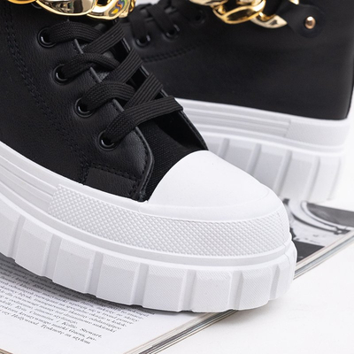 Високі чорні жіночі кеди на платформі Lanculi