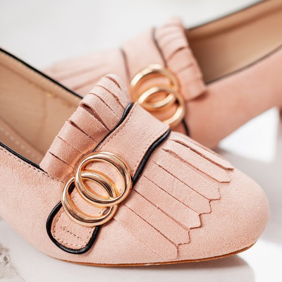 Rosa Pumps mit Dekorationen auf niedrigen Absätzen Ever - Shoes 1