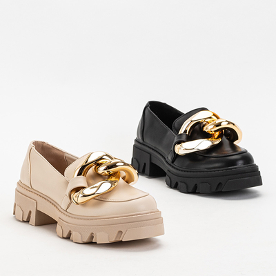 OUTLET Schwarze Damenschuhe mit goldener Kette Kesoni - Schuhe