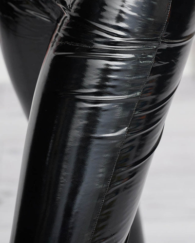 Schwarze Damen-Leggings aus Vinyl - Kleidung