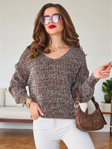 Royalfashion Damenpullover mit schimmerndem Faden