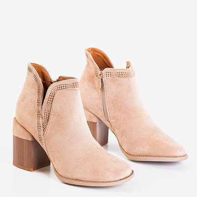 Hellbraune Stiefel mit quadratischem Absatz Lemere - Schuhe
