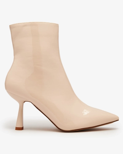 Royalfashion Beige lackierte Damen Entenabsatzstiefel Elegant Elegant