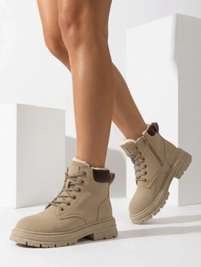 Royalfashion Grau-braune isolierte Damen Trapper-Stiefel Radoras