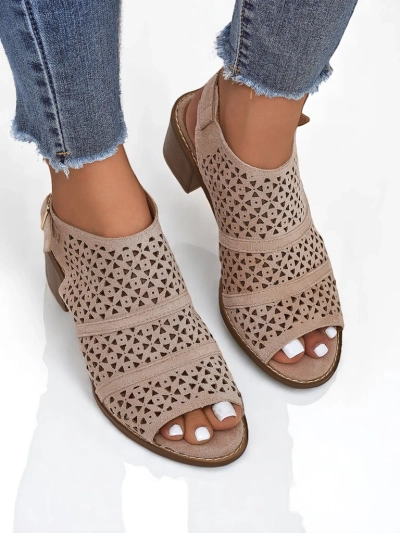 Royalfashion Damen Sandaletten mit niedrigem Blockabsatz durchbrochen Elira