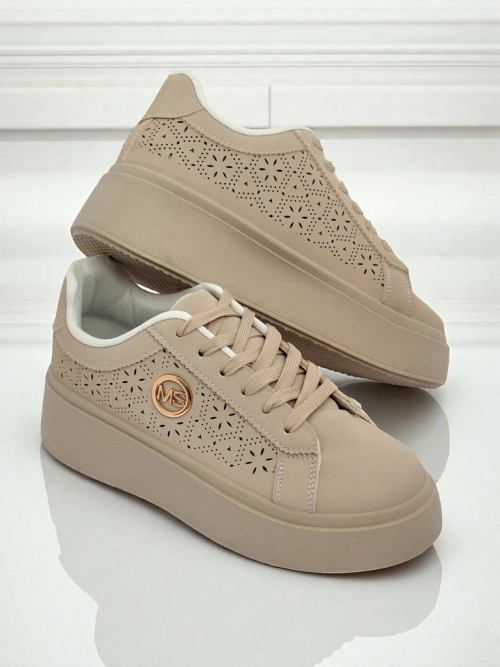 Жіночі снікерси платформа Callista Royalfashion ecru екологічна шкіра