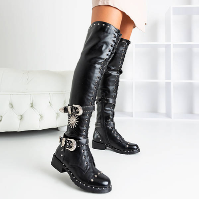 Schwarze Schnürstiefel aus Öko - Leder Stefania - Schuhe