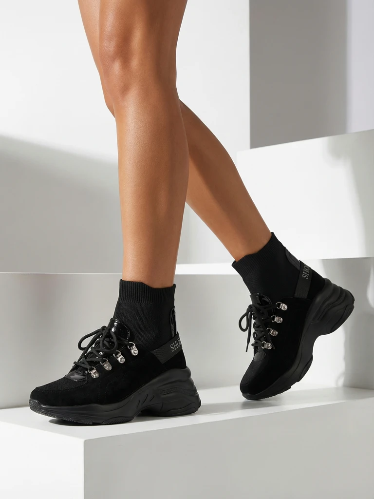 Royalfashion Damen schwarz isolierte Aleppo Sneaker