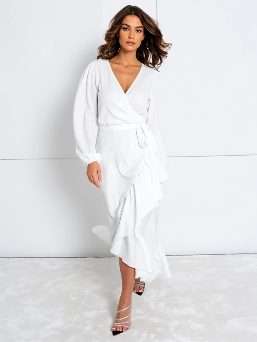 Royalfashion Зав'язана жіноча міді-сукня з рюшами