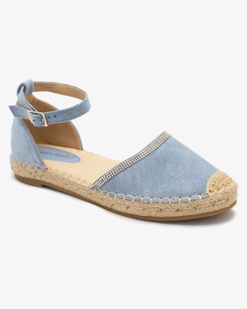 Royalfashion Жіночі еспадрильї з цирконами синього кольору Rieta