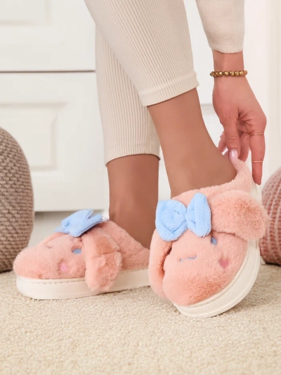 Royalfashion Damen-Flauschpantoletten mit einer Schleife Savos